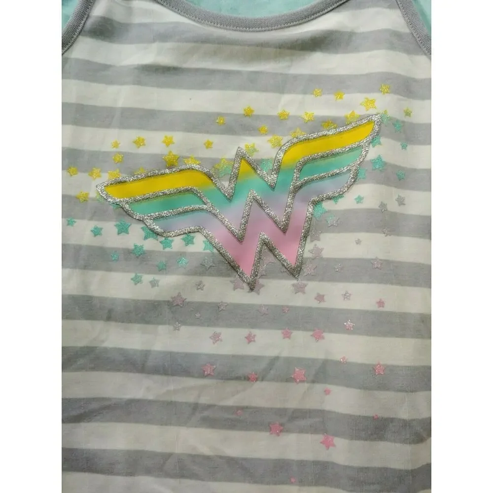 Wonder Woman Girls Dress 2 piece Size 6/6X Gray Stripe Super Hero Avenger